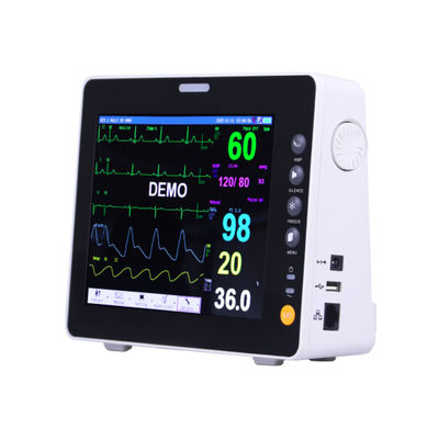 8-इंच इलेक्ट्रिक मल्टी पैरामीटर पेशेंट मॉनिटर जिसमें SpO2/ECG/PR/NIBP/TEMP/RESP और 1 साल की वारंटी है