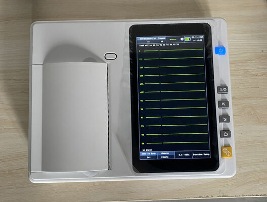 6-चैनल 7 इंच एलसीडी स्क्रीन अस्पताल के लिए बिजली स्रोत के साथ हैंडहेल्ड मेडिकल ईसीजी/ईकेजी डिवाइस